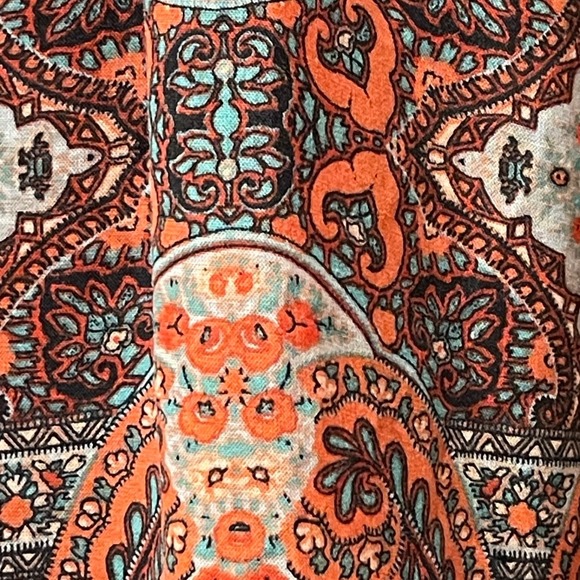 Lucky Brand Dress Women's XL Kaye Orange Blue Paisley Halter Pockets Q467 - Picture 2 of 7